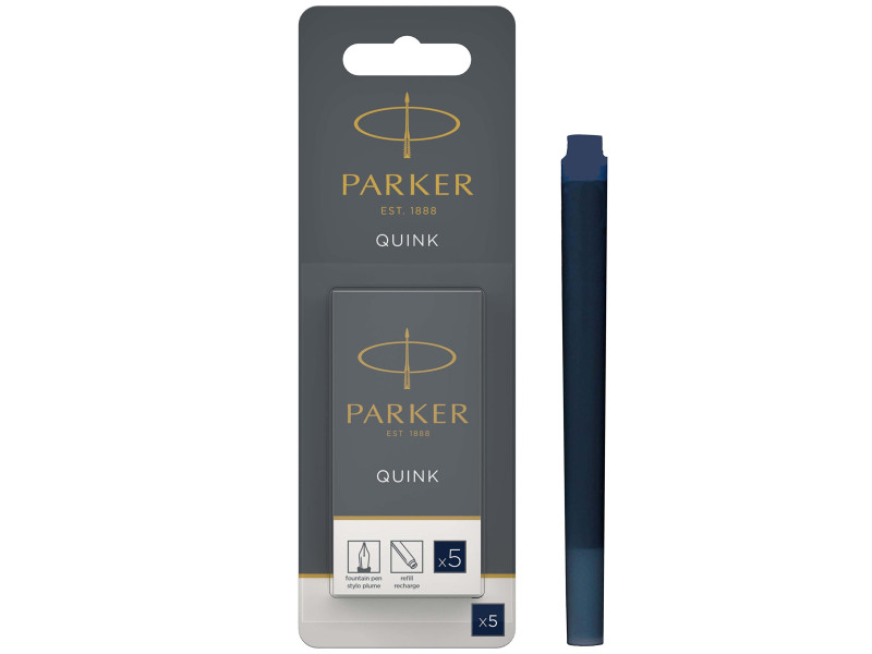 PARKER Cartouche d'encre longue QUINK, en blister, bleu noir