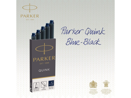 PARKER Cartouche d'encre longue QUINK, en blister, bleu noir
