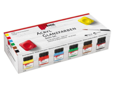 KREUL Peinture acrylique brillante, set de base 6 x 20 ml