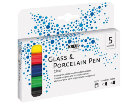 KREUL Marqueur pour verre 'Glass & Porcelain Pen', kit de 5