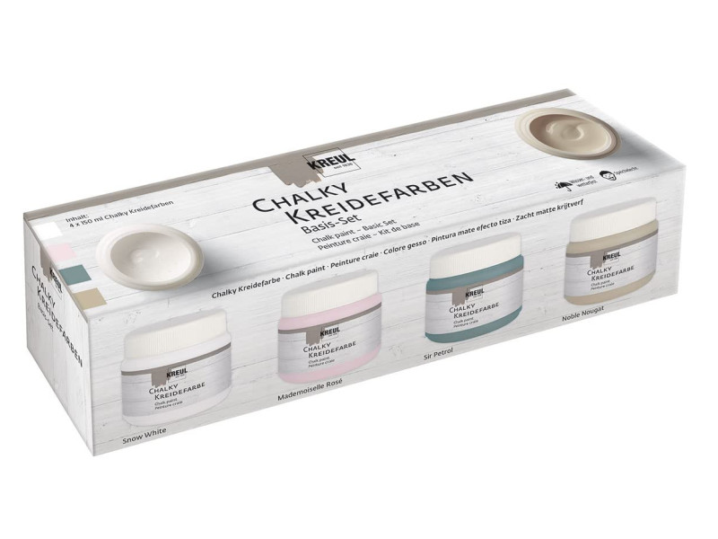 KREUL Peinture craie Chalky, set de base 4 x 150 ml