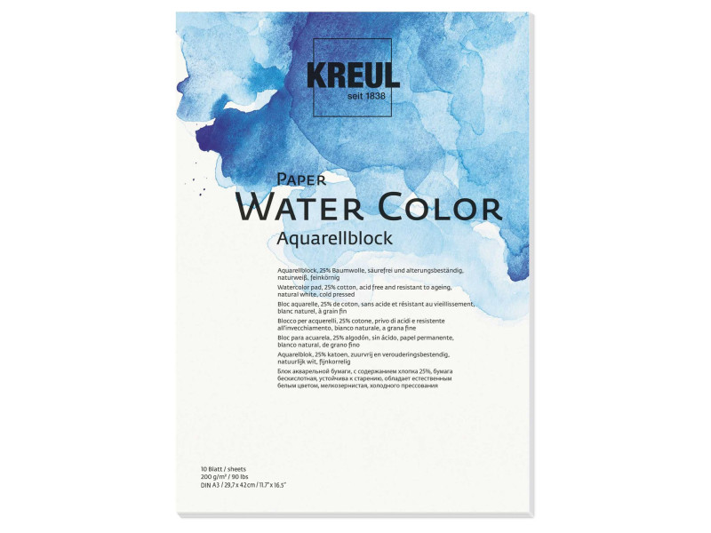 KREUL Bloc pour artistes Paper Water Color, A3, 10 feuilles