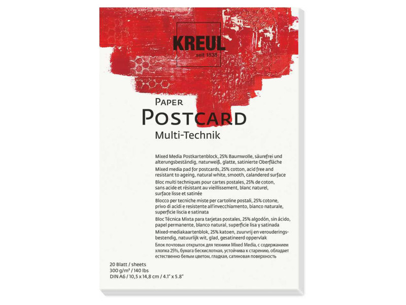 KREUL Bloc pour artistes Paper Postcard, A6, 20 feuilles