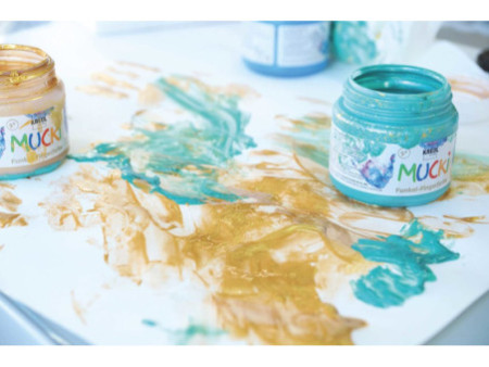 KREUL Gouache aux doigts nacrée 'MUCKI', 150 ml,bleu diamant