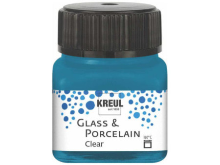 KREUL Peinture pour verre et porcelaine Clear, bleu cyan