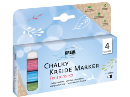 KREUL Marqueur craie Chalky, Medium, kit de 4 décoration de