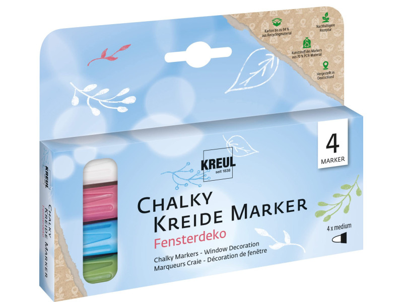 KREUL Marqueur craie Chalky, Medium, kit de 4 décoration de