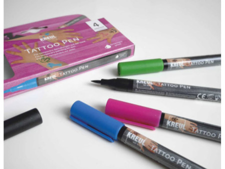 KREUL Stylo de tatouage Tattoo Pen, set de 4 ' Ancre, étoile