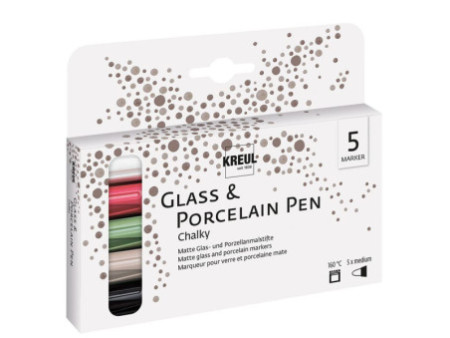 KREUL Marqueur Glass & Porcelain Pen Chalky, set de 5