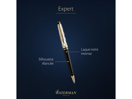 WATERMAN Stylo à bille Expert Reflets de Paris Noir G.T.