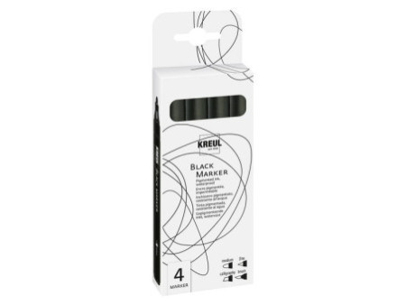 KREUL Black Marker, set de 4, noir