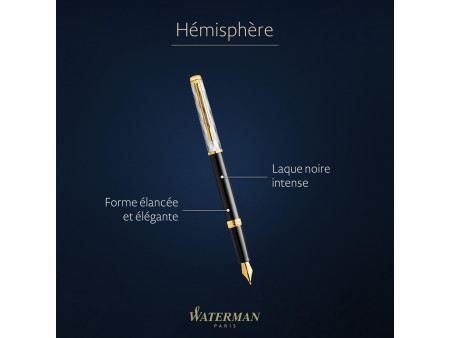 WATERMAN Stylo plume Hémiphère Reflets de Paris Noir G.T.