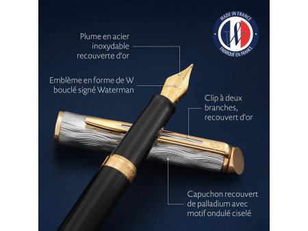 WATERMAN Stylo plume Hémiphère Reflets de Paris Noir G.T.
