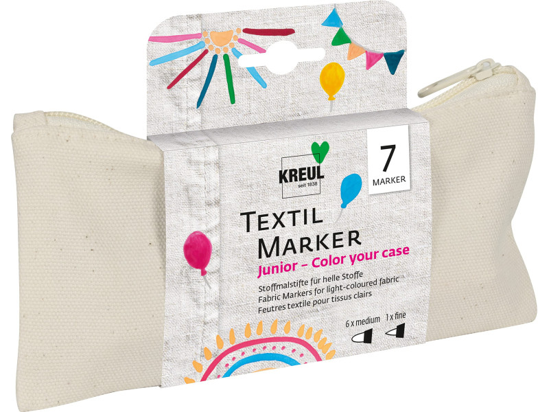 KREUL Feutre textile médium 'Junior', kit 'Color your case'