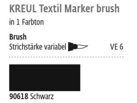KREUL Feutre textile pinceau, pointe pinceau, noir