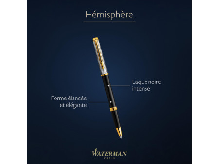 WATERMAN Stylo roller Hémisphère Reflets de Paris Noir G.T.