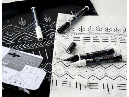 KREUL Feutre textiler Opak, set de 4 Black & White