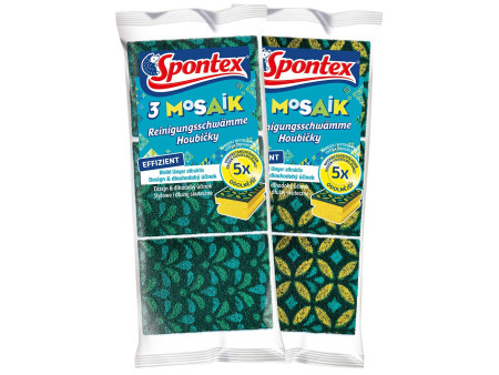 Spontex Éponge Mosaik, pack de 3, assorti