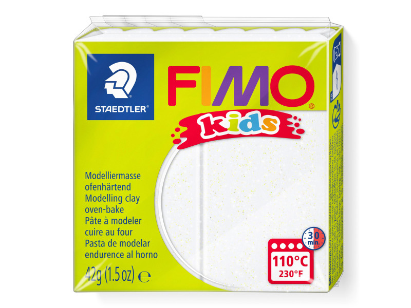 FIMO kids Pâte à modeler, à cuire, blanc paillette, 42 g
