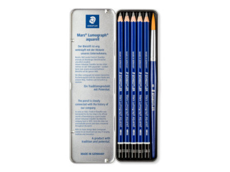 STAEDTLER Mars Crayon Lumograph aquarell, étui en métal de 6