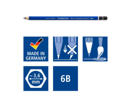 STAEDTLER Mars Crayon Lumograph aquarell, étui en métal de 6