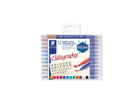 STAEDTLER Feutre double pointe de calligraphie, étui de 12