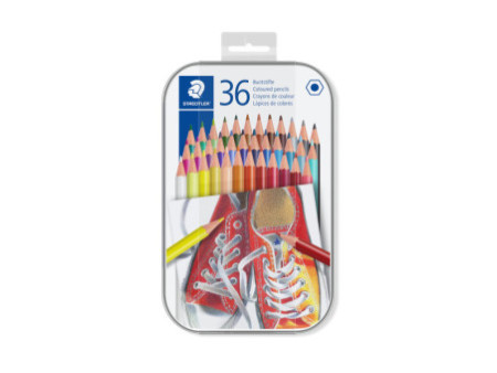 STAEDTLER Crayon de couleur hexagonal, étui en métal de 36