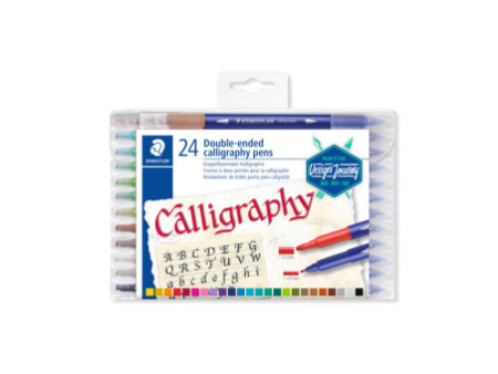 STAEDTLER Feutre double pointe de calligraphie, étui de 24