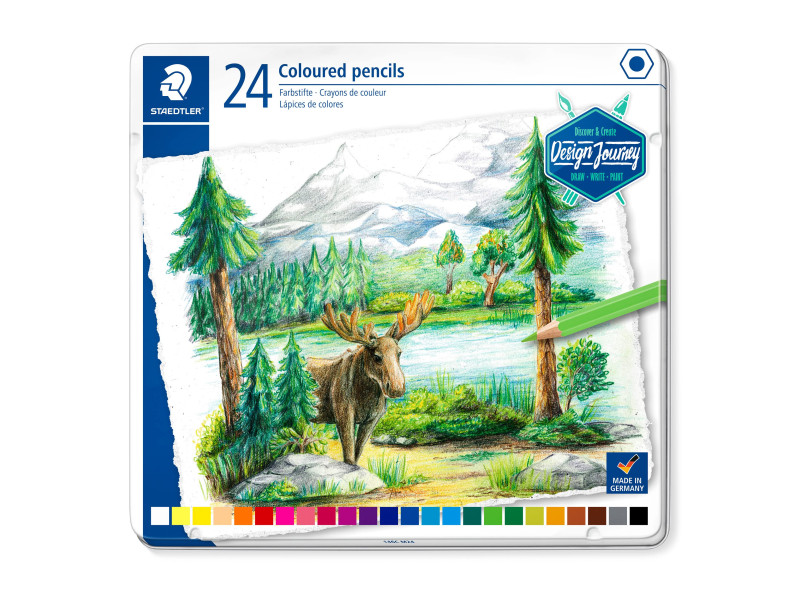 STAEDTLER Crayon couleur Design Journey, étui métal de 24