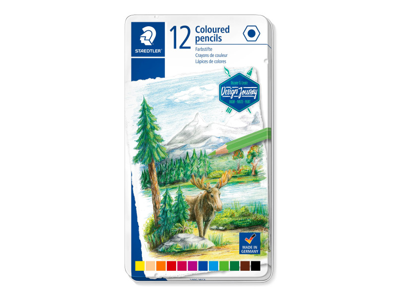 STAEDTLER Crayon couleur Design Journey, étui métal de 12