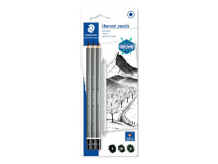 STAEDTLER Crayon fusain Mars Lumograph charcoal blister de 4
