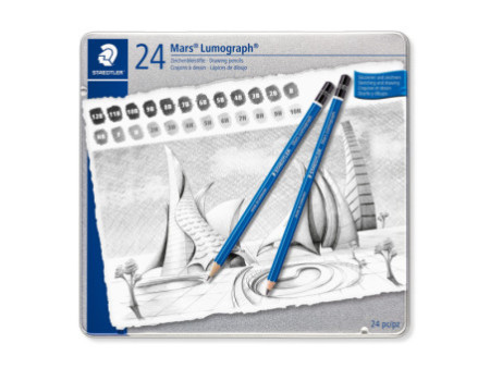 STAEDTLER Crayon Mars Lumograph, étui métallique de 24