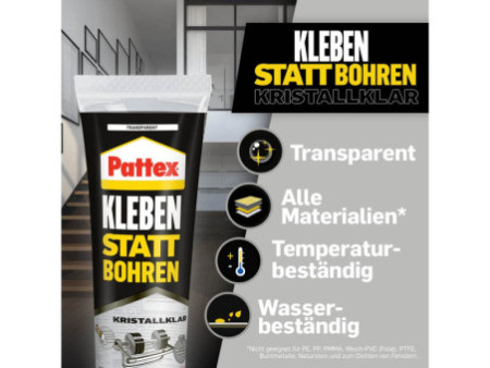 Pattex Colle forte 'Coller au lieu de percer' TRANSPARENT