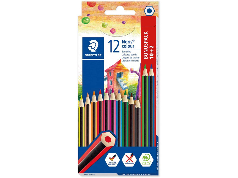 STAEDTLER Crayon de couleur Noris Colour, étui carton 10+2