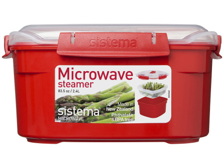 Sistema Boîte pour micro-ondes MEDIUM STEAMER, 2,4 l, rouge