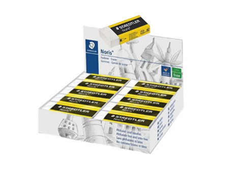 STAEDTLER Gomme plastique Noris, blanc, présentoir de 20