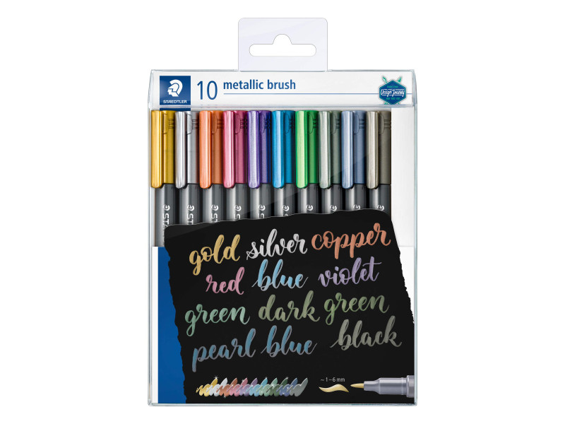 STAEDTLER Feutre pinceau metallic brush, étui de 10