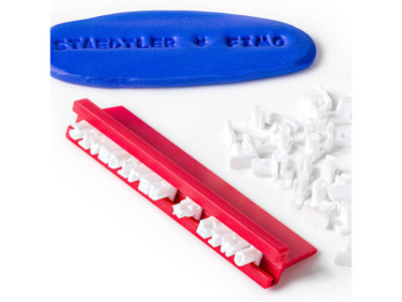 FIMO Jeu de tampons, en plastique, 88 signes, blanc