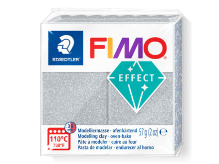 FIMO Pâte à modeler EFFECT, argent pailleté, 57 g
