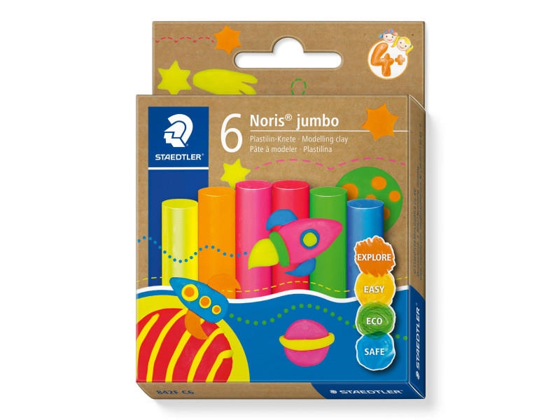 STAEDTLER Pâte à modeler plastiline Noris jumbo, 6 couleurs