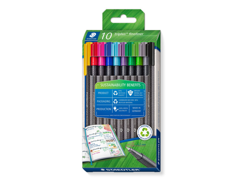 STAEDTLER Fineliner triplus Eco+ Edition, étui carton de 10