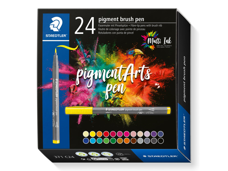 STAEDTLER Feutre pigment brush pen, étui carton de 24