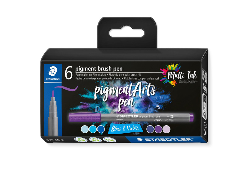 STAEDTLER Feutre pigment brush pen 'Blues & Violets'