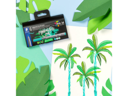 STAEDTLER Feutre pigment brush pen 'Greens & Turquoises'
