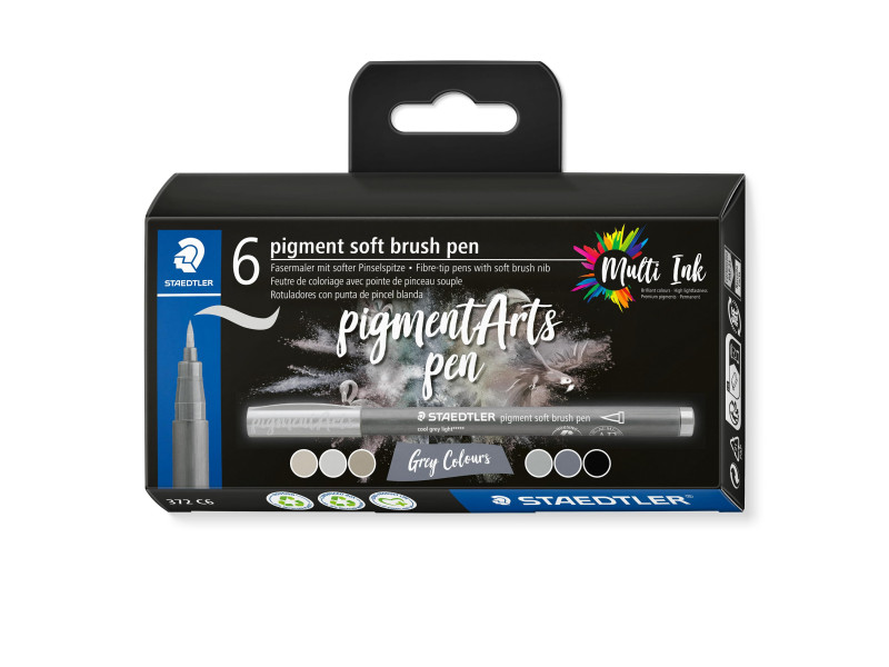 STAEDTLER Feutre pigment soft brush pen 'Grey Colours'