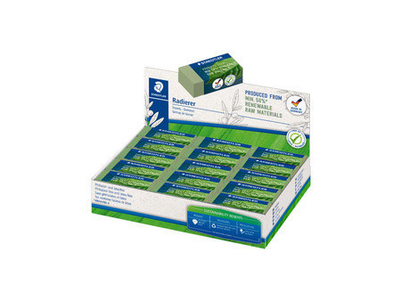 STAEDTLER Gomme, 43 x 19 x 13 mm, vert olive, présentoir 30