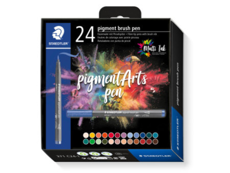 STAEDTLER Feutre pigment brush pen, étui de 24