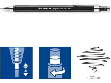 STAEDTLER Porte-mines graphite 778, 0,7 mm, noir