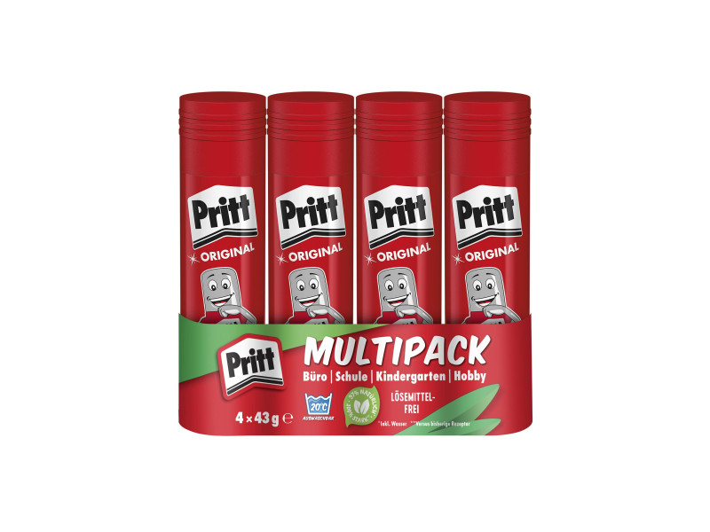 Pritt Bâton de colle 4 x 43 g, pack économique, sans solvant