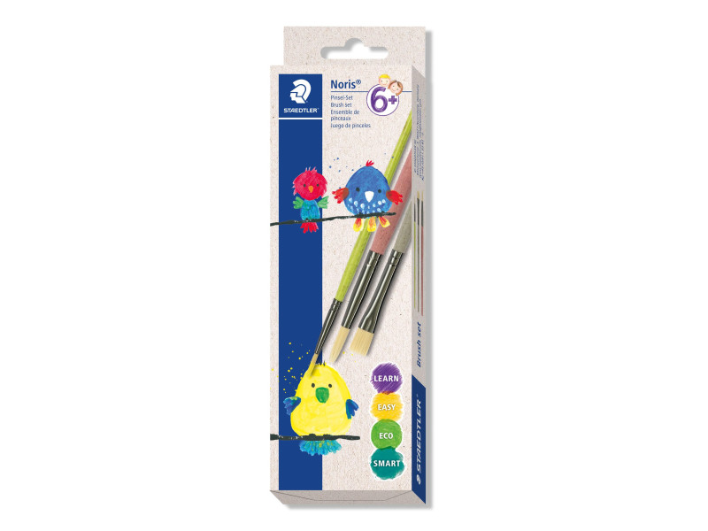 STAEDTLER Set pinceaux à poils synthétiques Noris, 3 pièces